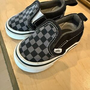 Vans Kids Slip-On Checkerboard Sneakers - Black and Gray